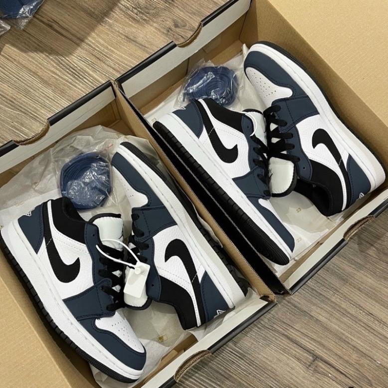 Giày 𝐉𝐨𝐫𝐝𝐚𝐧 1 low Xanh Navy, Giày JD1 low Xanh than Navy cổ thấp bản đẹp đầy đủ bill box