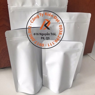 1Kg Túi zipper đáy đứng 2 mặt trắng sữa