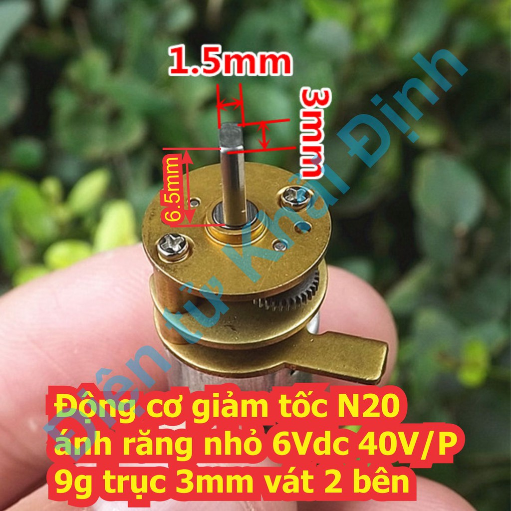 Động cơ giảm tốc N20 bánh răng nhỏ 6Vdc 40V/P 9g trục 3mm vát 2 bên kde7336