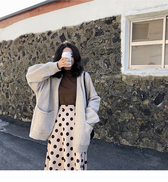 Áo khoác len tay phồng trơn