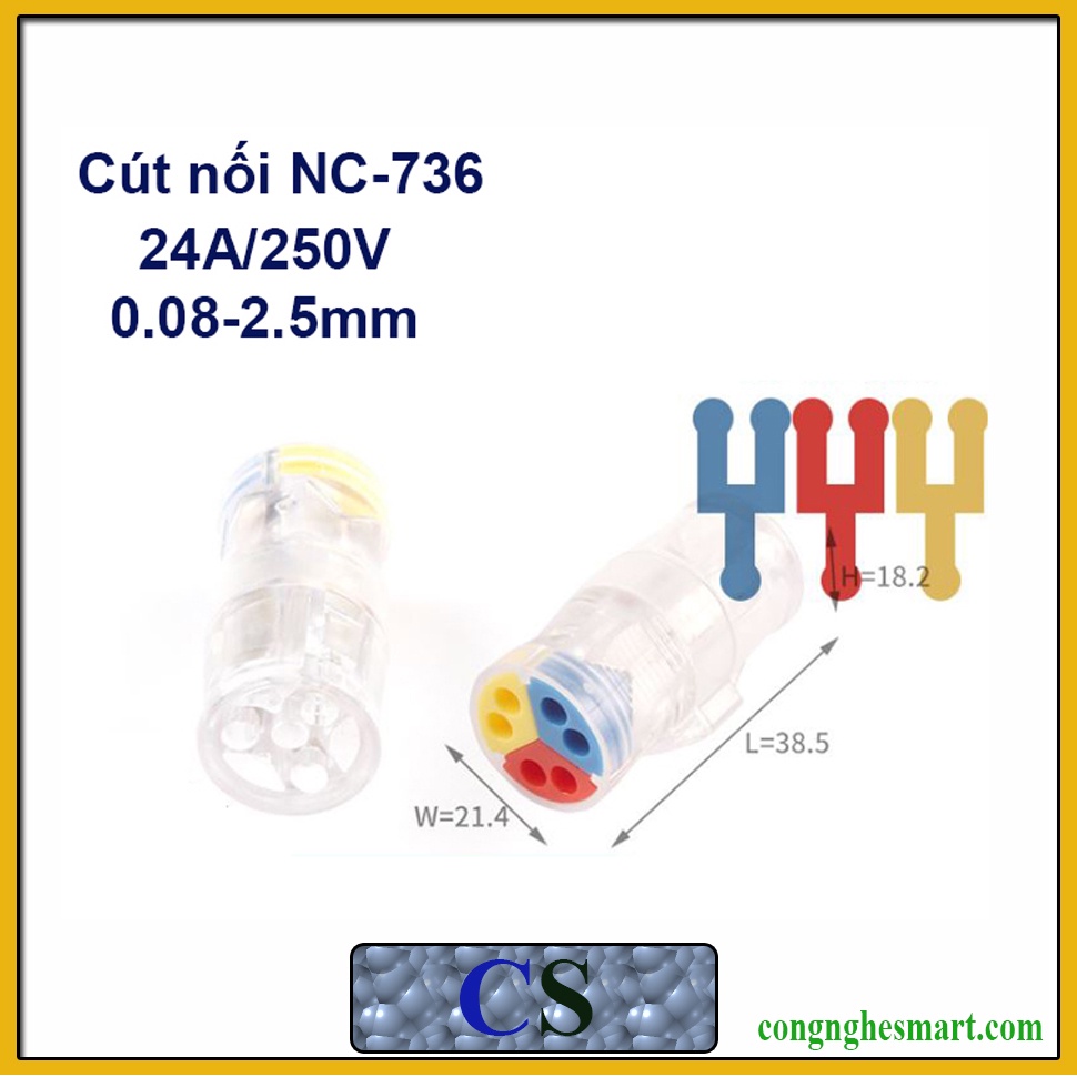 Cút nối dây điện NC-22, NC-736 dễ dàng di chuyển, an toàn chiệu nhiệt cao cho dây 0.08 - 2.5mm2