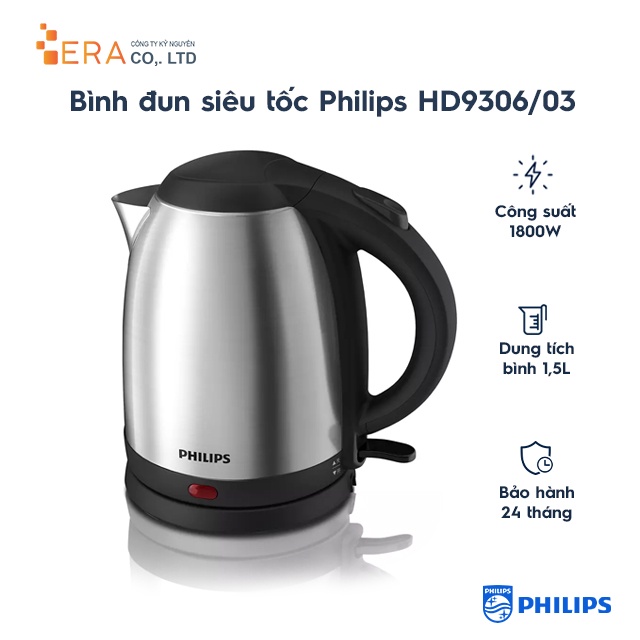 [Mã ELHADEV giảm 4% đơn 300K] Bình đun siêu tốc Philips HD9306