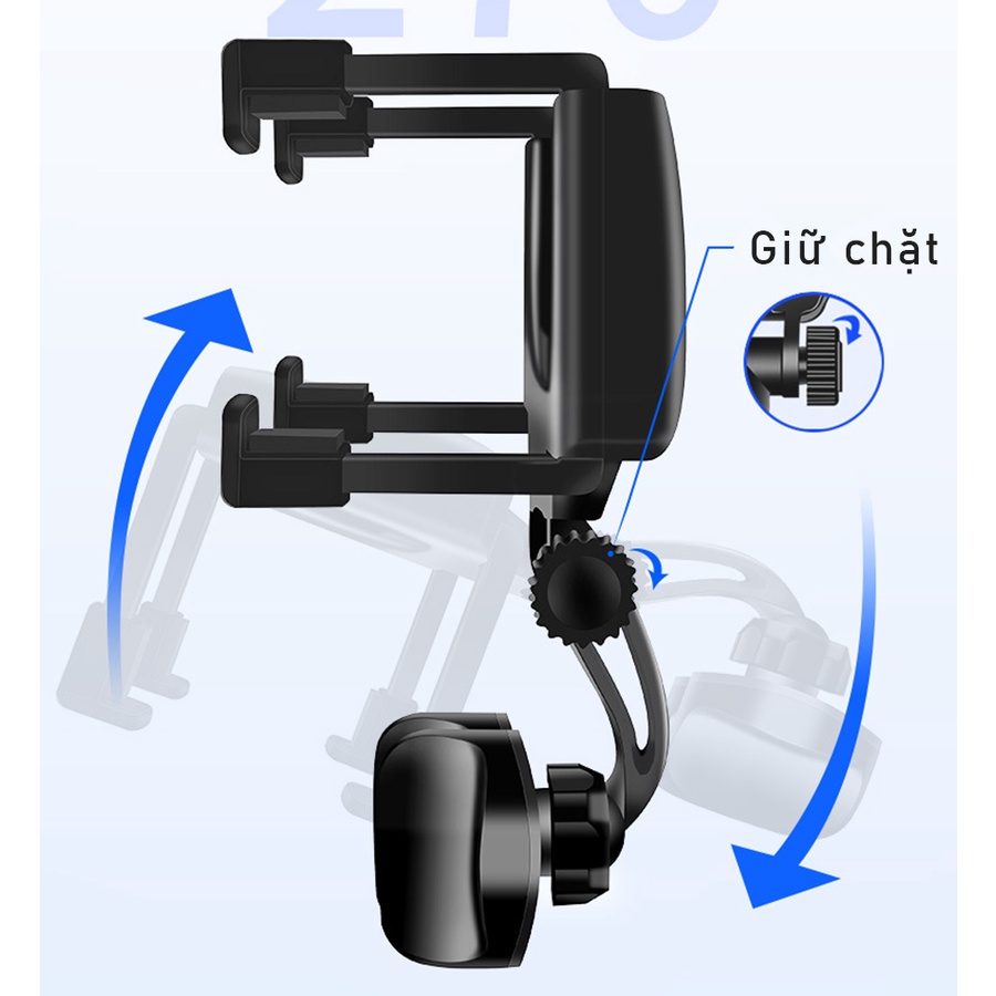 [Đa Năng] Giá treo đỡ điện thoại xoay 360 độ trên ô tô , giá để điện thoại móc gương chiếu hậu , cây kẹp smartphone tiện