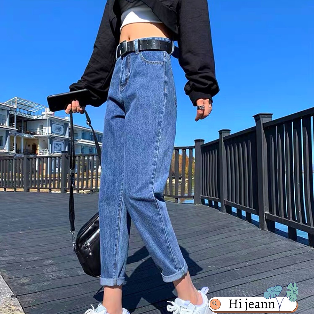 Quần Bò , Dáng Baggy Jean Nữ , Lưng Cao Không Co Giãn,Siêu hot
