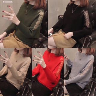 New Áo len cánh dơi pha ren thời trang XBKT