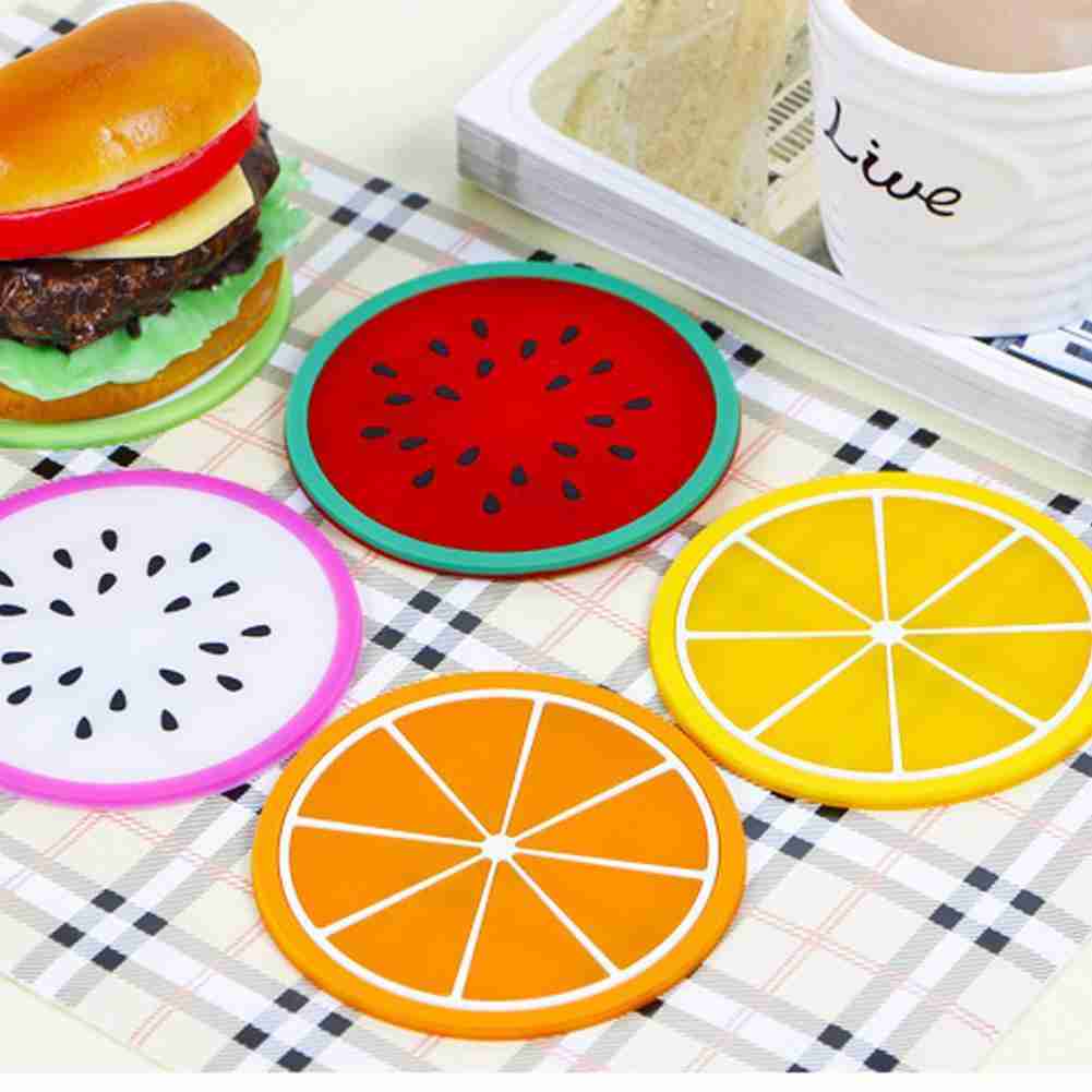 Miếng Lót Ly Bằng Silicon Chống Trượt Cách Nhiệt Họa Tiết Trái Cây Dễ Thương Sáng Tạo Q7Q0