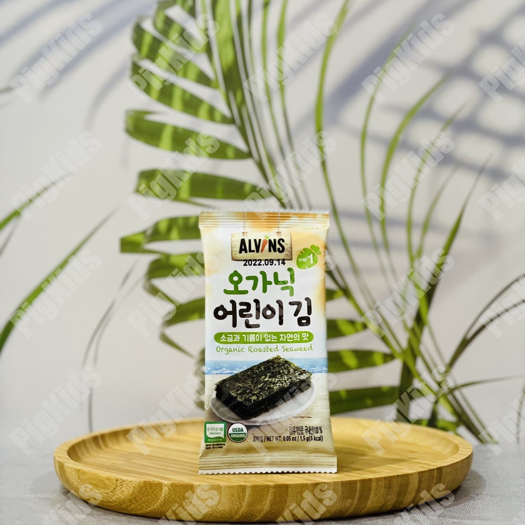 [ALVINS] Rong biển hữu cơ tách muối cho bé ăn dặm, rong biển ăn liền Hàn Quốc
