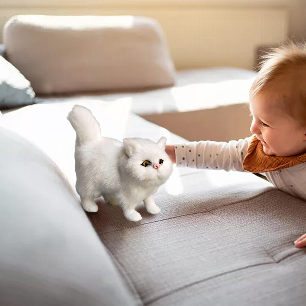 Mèo Nhồi Bông Mềm Mại Sống Động Như Thật Dùng Trang Trí Nhà Cửa