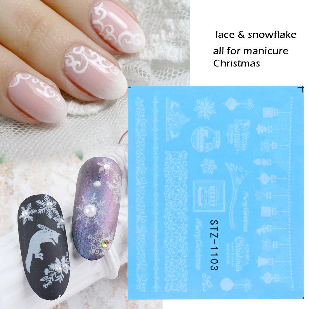 Set 16 Nhãn Dán Trang Trí Móng Nghệ Thuật Chủ Đề Giáng Sinh EUCA