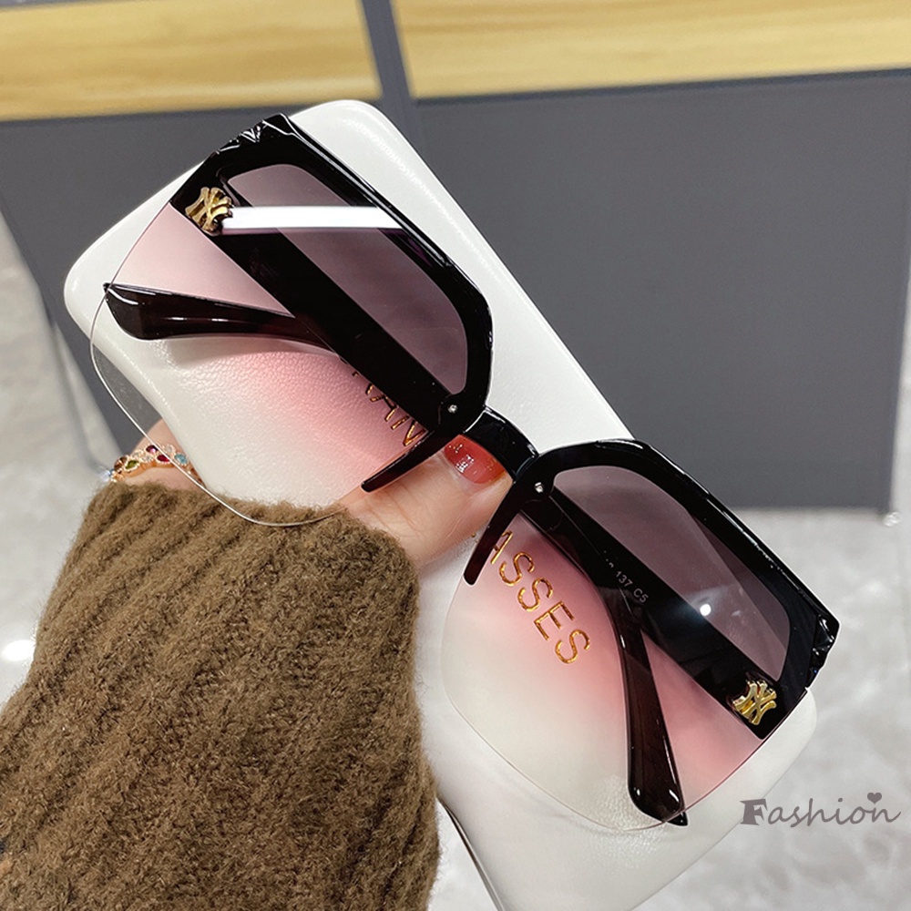 Kính Chống Nắng Nửa Vòng Tròng Oversize In Logo NY Thời Trang Cho Nam Và Nữ