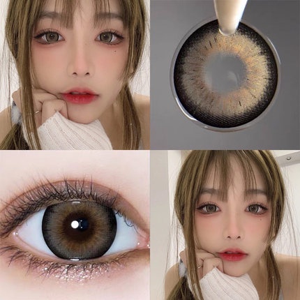 KSSEYE Kính áp tròng Tự nhiên Hàn Quốc 2 miếng Kính áp tròng màu nâu Silicone Hydrogel Dễ thương học sinh hàng ngày