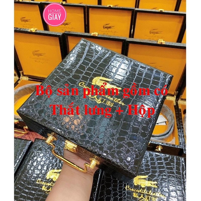 Thắt lưng da cá sấu hộp đen cao cấp bản to đẹp tặng kèm hộp gỗ sang trọng đẹp mắt Shop Home Giay