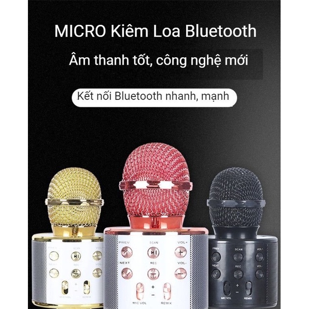 MICRO karaoke bluetooth w 858 không dây có loa TUYỆT ĐỈNH SIÊU PHẨM - BH 6 tháng - CAM KẾT CHÍNH HÃNG