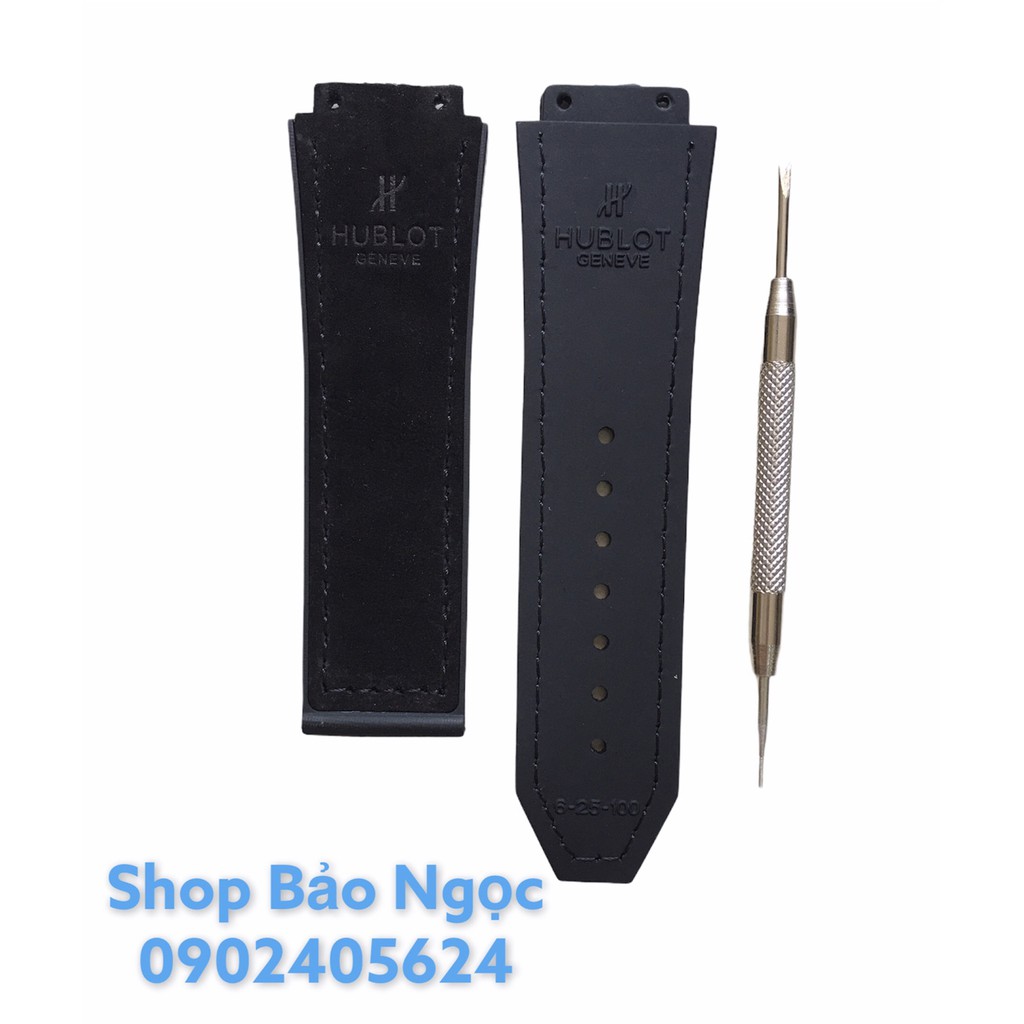 GIÁ ĐỘC NHẤT Dây đồng hồ cao cấp Hublot nam size 42 - Da lộn nâu  size 19 x 25 x 22mm (DLN)