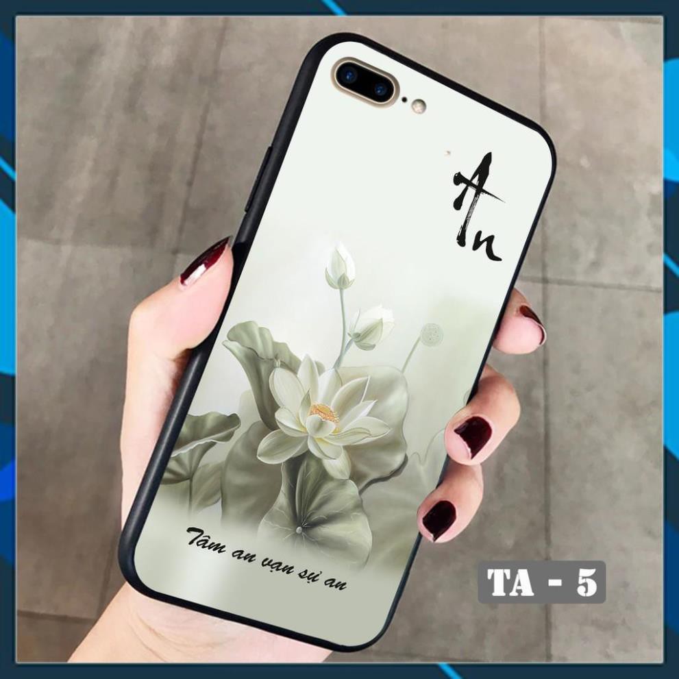 Ốp lưng Tâm An Vạn Sự An - Ốp in iphone 7 plus - Iphone 8 plus trên mặt lưng kính cường lực in họa tiết tâm an vạn sự an