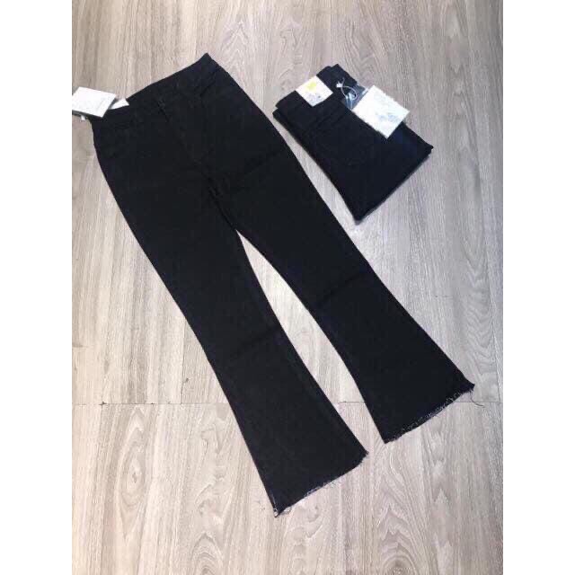 [Mã WASTMAY giảm 15% tối đa 30K đơn 150K] Quần bò ống loe - jean nữ đen trơn basic ống loe lưng cao, cạp cao dễ phối đồ | BigBuy360 - bigbuy360.vn