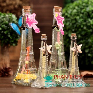 Chai Tháp Eiffel nút gỗ Trang Trí | Tuỳ chọn Dung Tích