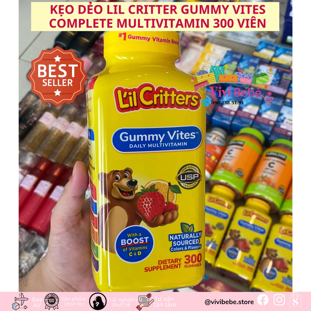 Kẹo Dẻo Lil Critter Gummy Vites Complete Multivitamin 300 viên DATE 2023