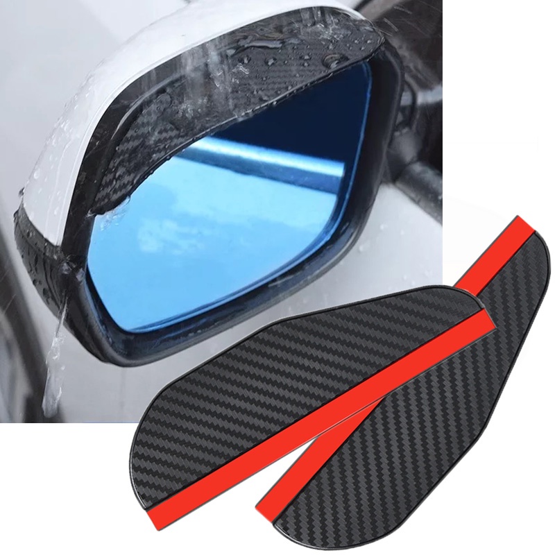 Bộ 2 Tấm Chắn Mưa Bằng Sợi carbon Dày Dặn Màu Đen Thông Dụng Cho Gương Chiếu Hậu Xe Hơi