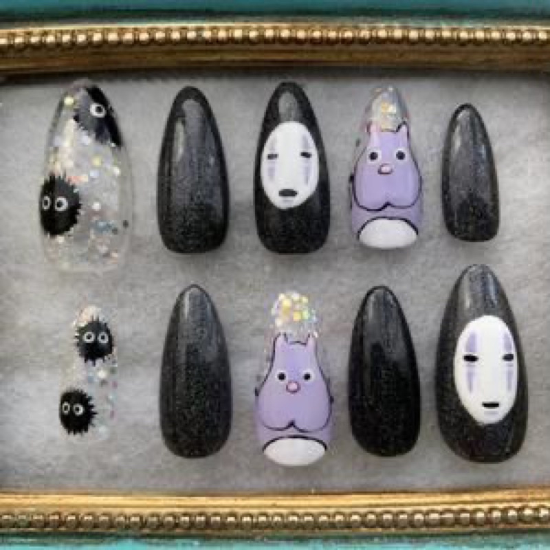 Nailbox - Bộ 10 móng giả, móng úp mẫu hoạt hình Vô Diện siêu dễ thương