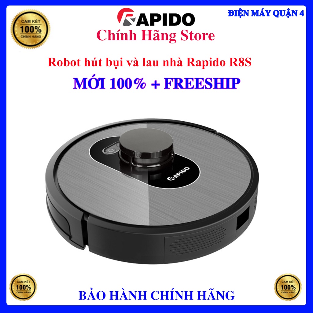 Robot hút bụi và lau nhà Rapido R8S, Bảo hành chính hãng 12 tháng.