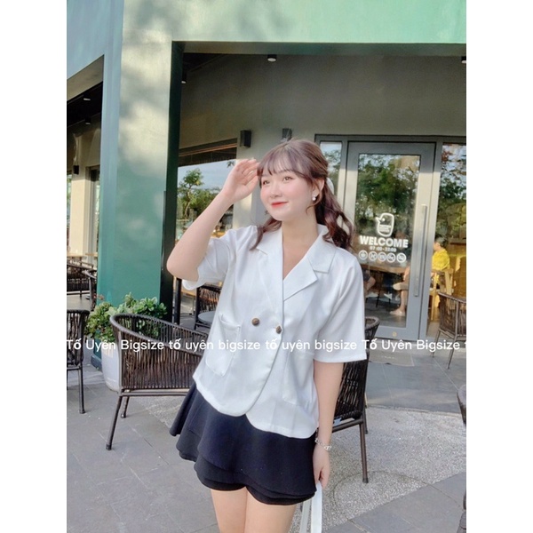 (T.U Bigsize 50-80kg) Áo Blazer Dáng Ngắn Cộc Tay Vạt Cong 1 Lớp #43 | BigBuy360 - bigbuy360.vn