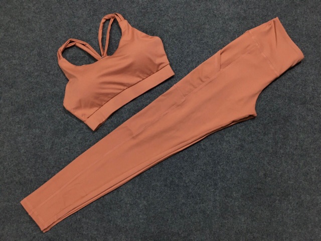 Bộ quần áo thể thao tập Gym yoga nữ, dây quạt có sẵn mút lót ngực siêu yêu