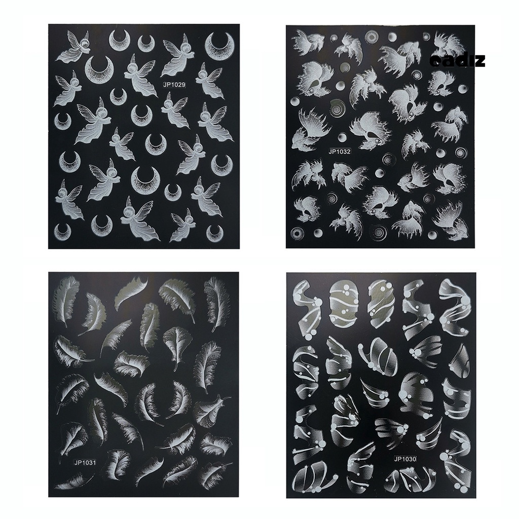 Miếng Dán Trang Trí Móng Tay Chuyển Đổi Màu Trắng Hình Bướm/ Mặt Trăng