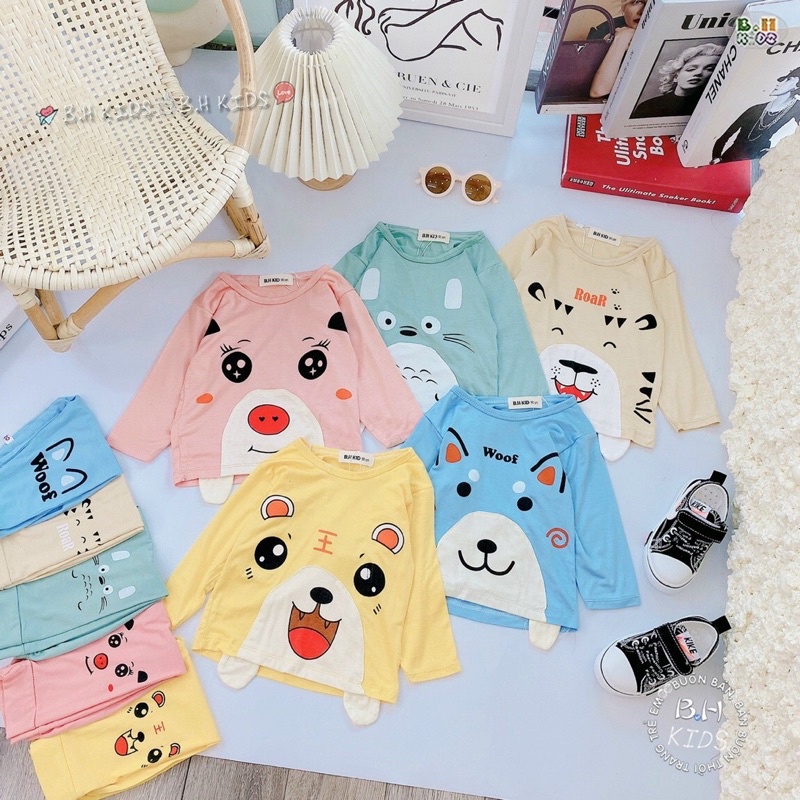 Đồ Bộ Dài Tay(Mã 18) Hình Thú Thun Lạnh. Bộ Thu Đông cho bé trai bé gái 7-18kg