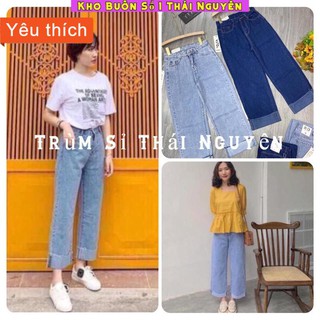 [Cam Kết Chất Lượng ]  Quần jean ống rộng xắn ống chất cực đẹp