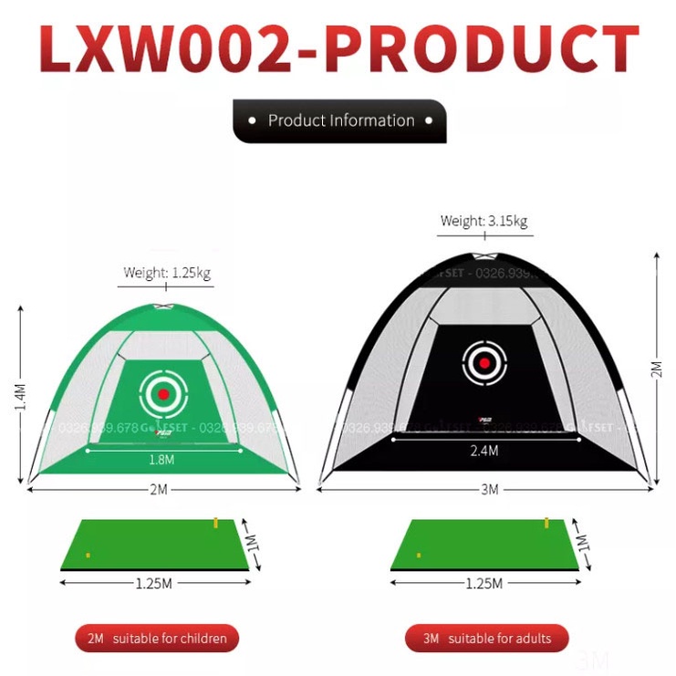 Combo Lồng Tập Golf PGM + Thảm Swing Nhỏ/ Bộ Tập Swing Golf Tại Nhà Giá Rẻ/ Tặng 3 Bóng Golf Xốp/ 2 Màu Sắc Xanh/Đen