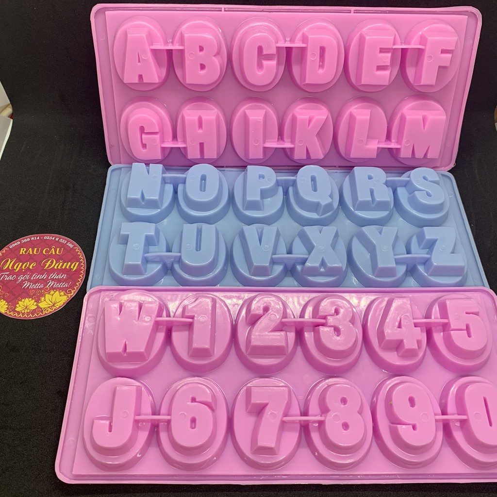 Set khuôn chữ & số (nước đá, rau câu, bánh kẹo) nhựa cao cấp