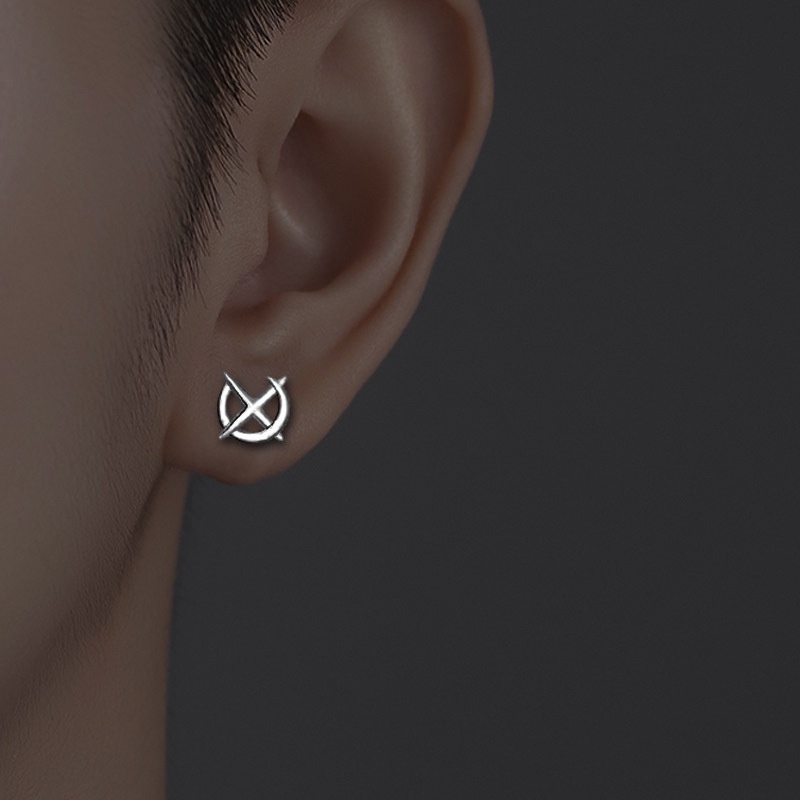 Khuyên Tai Hình Chữ X Màu Bạc Phong Cách Thời Thượng Cho Nam Và Nữ F828