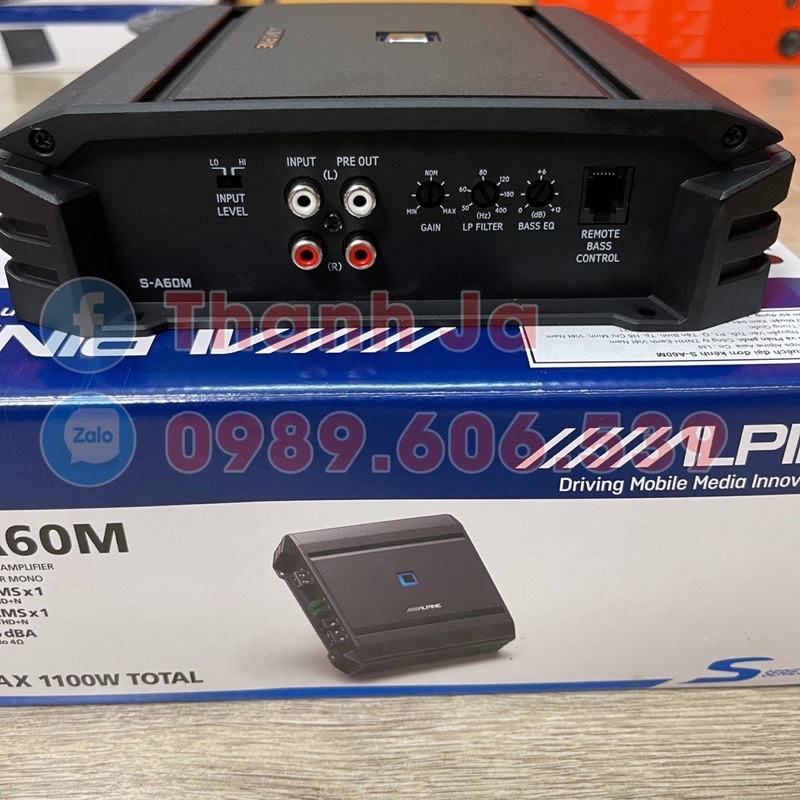 Amply Xe Hơi 1 Kênh Đánh Sub Hơi Alpine S-A60M Nhật Bản