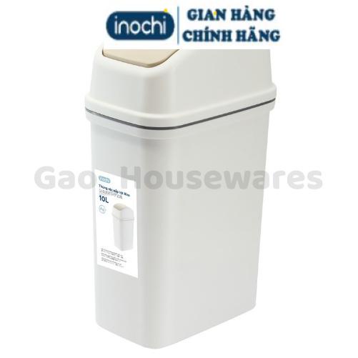 [FreeShip] Thùng rác nắp lật 10L (có lõi) inochi, nhựa nguyên sinh, ngăn mùi hôi, kháng khuẩn - Giao màu ngẫu nhiên