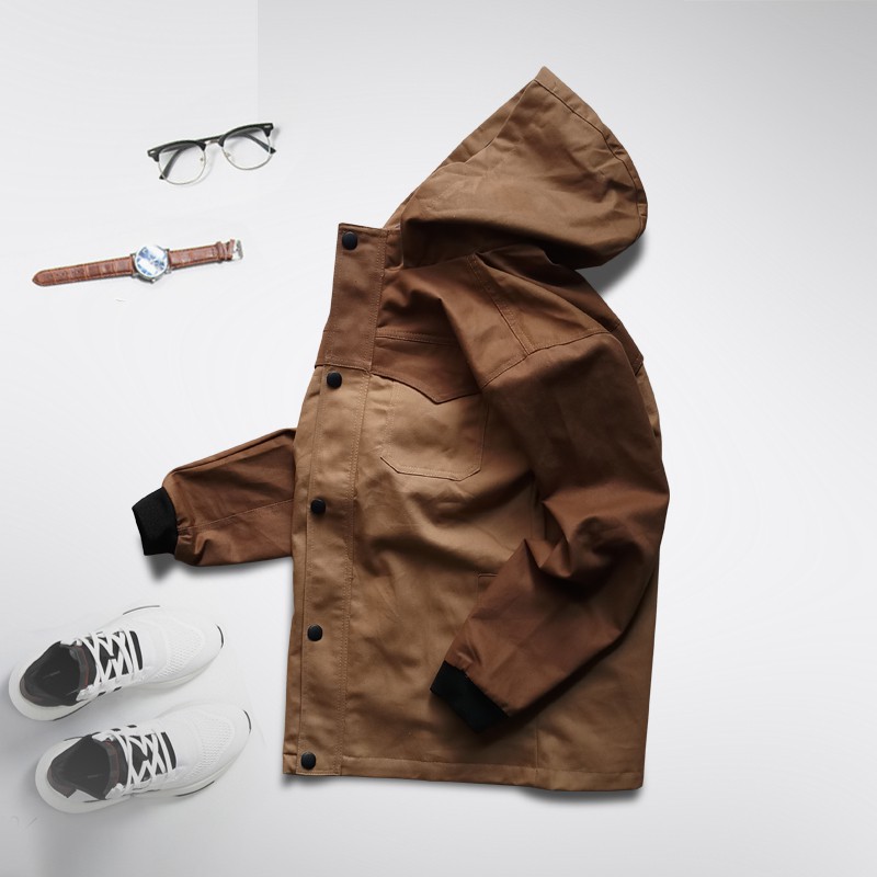 Áo Khoác Kaki Nam Có Nón Phối Màu KATUSCO A2039, Vải Kaki Lót Dù Dày Dặn, Form Suông Dễ Mặc, Size Từ 55-85kg | BigBuy360 - bigbuy360.vn