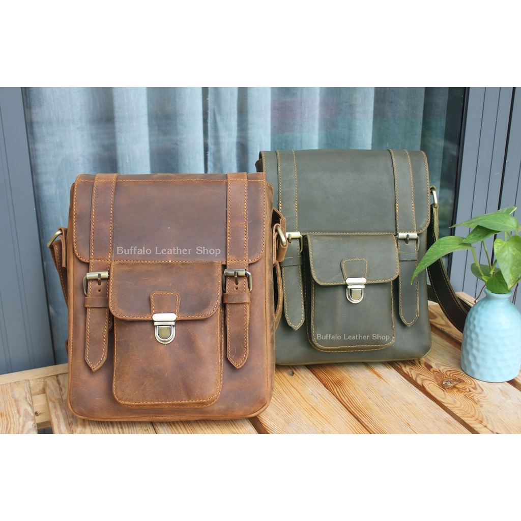 Túi Đeo Chéo Da bò Buffalo Leather BF101 - Da Sáp ngựa điên