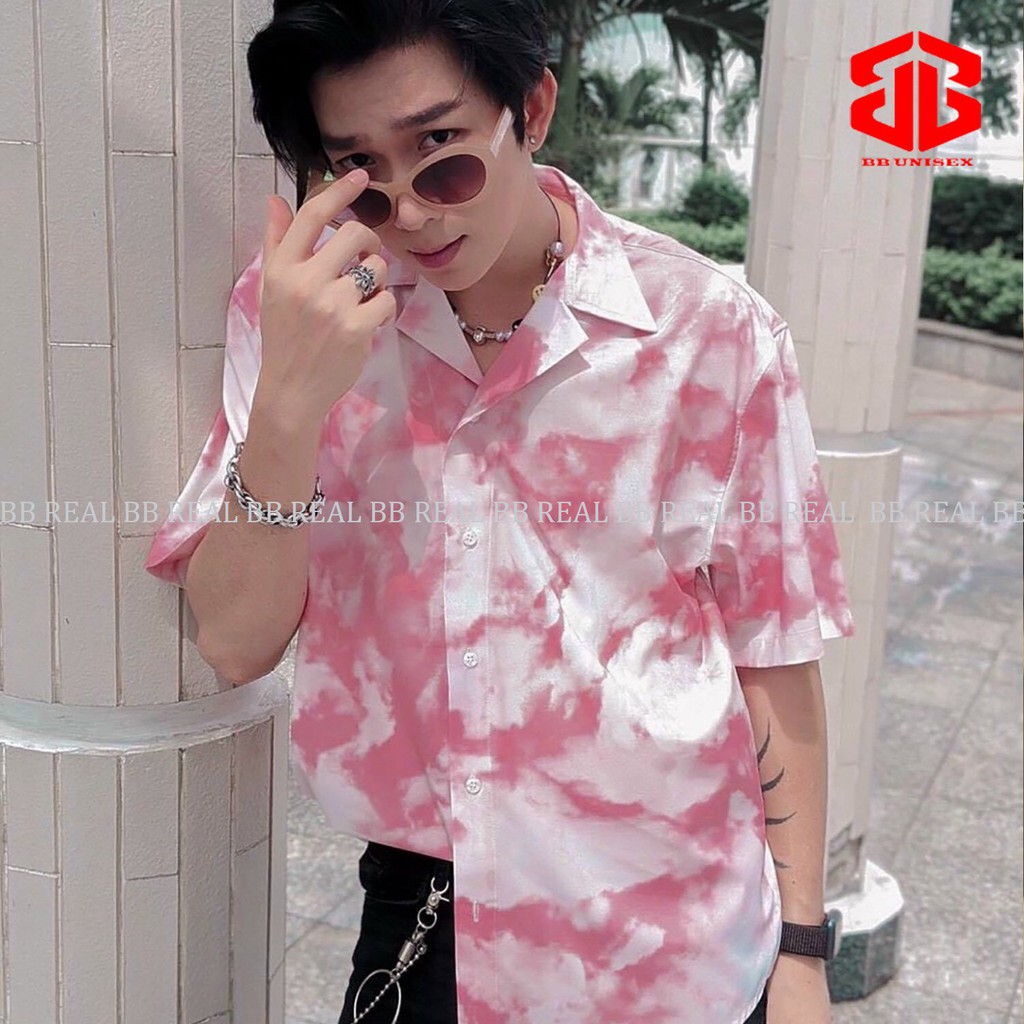 ÁO SƠ MI LOANG Tay Ngắn Họa Tiết Loang VÂN MÂY Tay Lỡ FORM UNISEX - BB REAL
