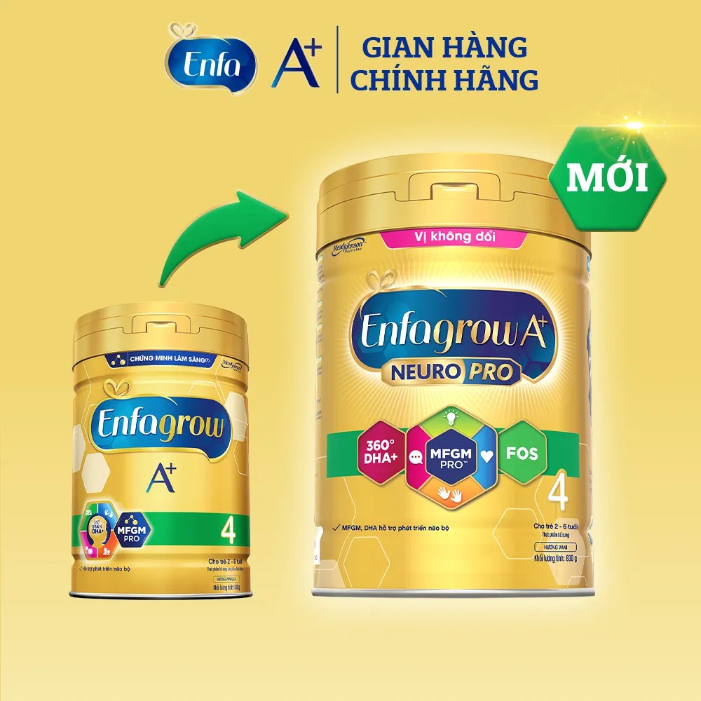 Sữa bột Enfagrow A+ Neuropro 4 với dưỡng chất DHA &amp; MFGM – 830g