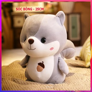 Thú Bông Sóc Bông Siêu Dễ Thương Màu Xám