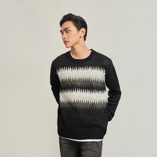 Áo len hoạ tiết nam dệt sợi Highway (Menswear) Roland Đen