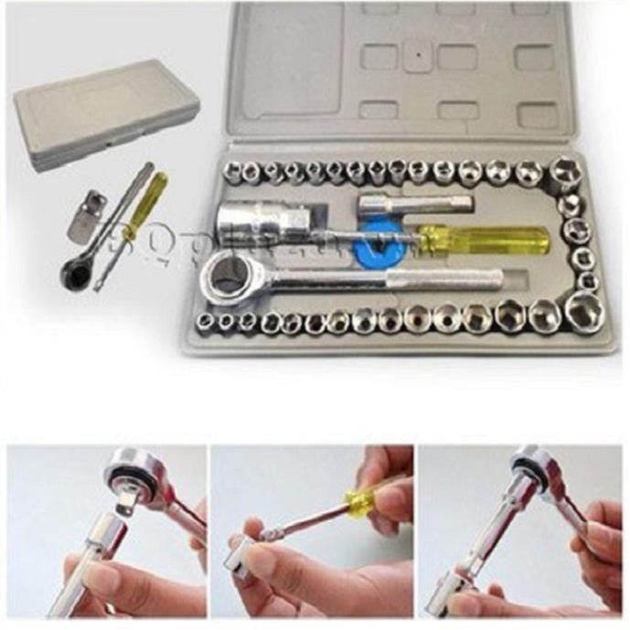 Bộ khấu mở siết ốc và bugi 40 chi tiết loại tốt