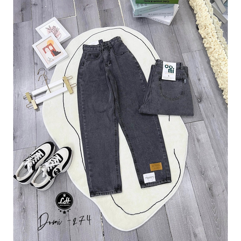 Quần bò baggy xám trơn có tag trên lai siêu đọc la Lê Huy Fashion Ms 274