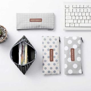 Túi đựng viết vải canvas họa tiết chấm bi dễ thương