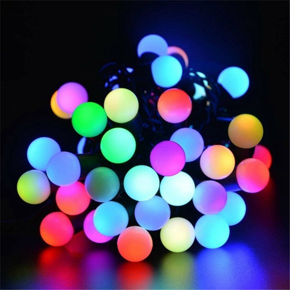 Dây Đèn Xài Điện Dài 10 Mét 52 Bóng Đèn Tròn Cherry Ball Đổi Màu Chớp Nháy Decoration String Led light