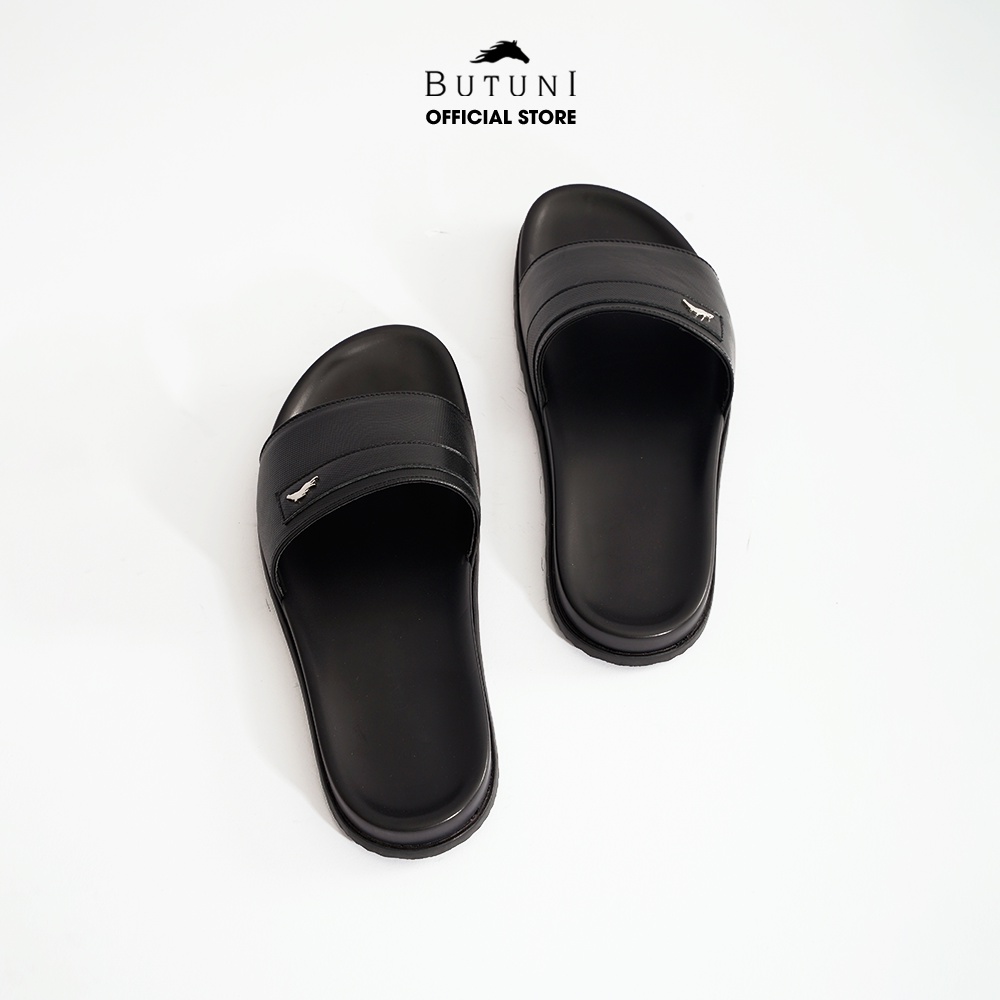 Dép quai ngang da thật Butuni Raphael Slippers - Đen