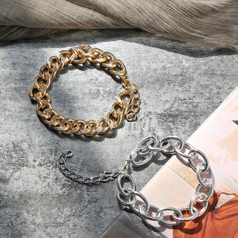 Vòng Cổ Choker Kim Loại Mạ Vàng / Bạc Phong Cách Thời Trang Hiphop