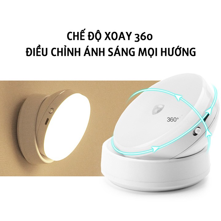 Đèn LED cảm ứng, cảm biến thông minh, Pin sạc, đế nam châm gắn tường xoay 360 Minh House