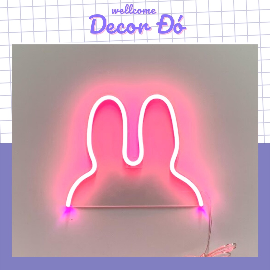 Đèn NeonSign | Hình Tai Thỏ | Kích Thước 26x21cm | Quà Tặng Trang Trí Cực Chất , Siêu Sáng & Tiết Kiệm Điện Với Led 12v