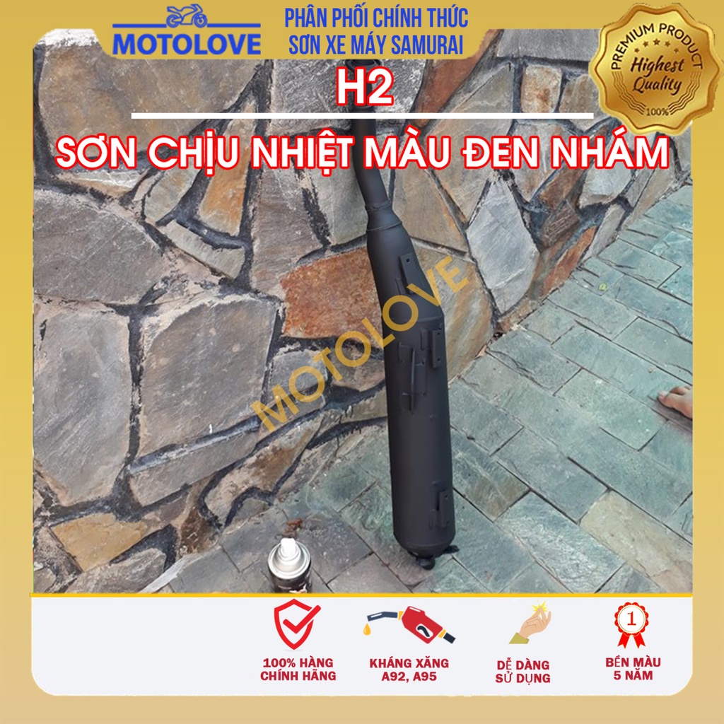 Sơn chịu nhiệt H2 &amp; H1 - Sơn pô xe máy - Sơn xịt Samurai nhập khẩu từ Malaysia.